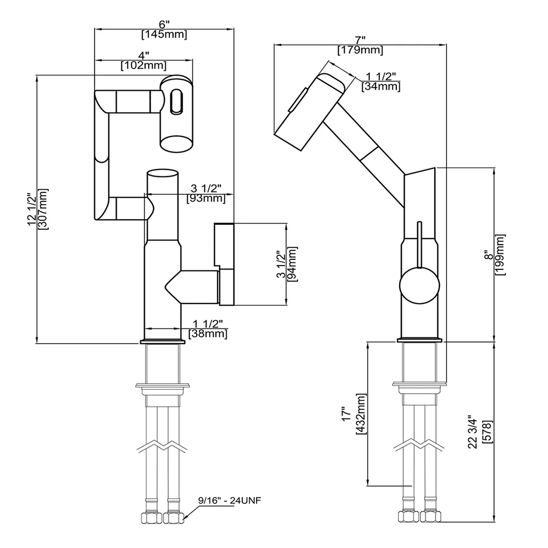BowLift | LustraFlow 360° Smart Fixture | Modern Kitchen and Bath Mixer with LED Temperature Display