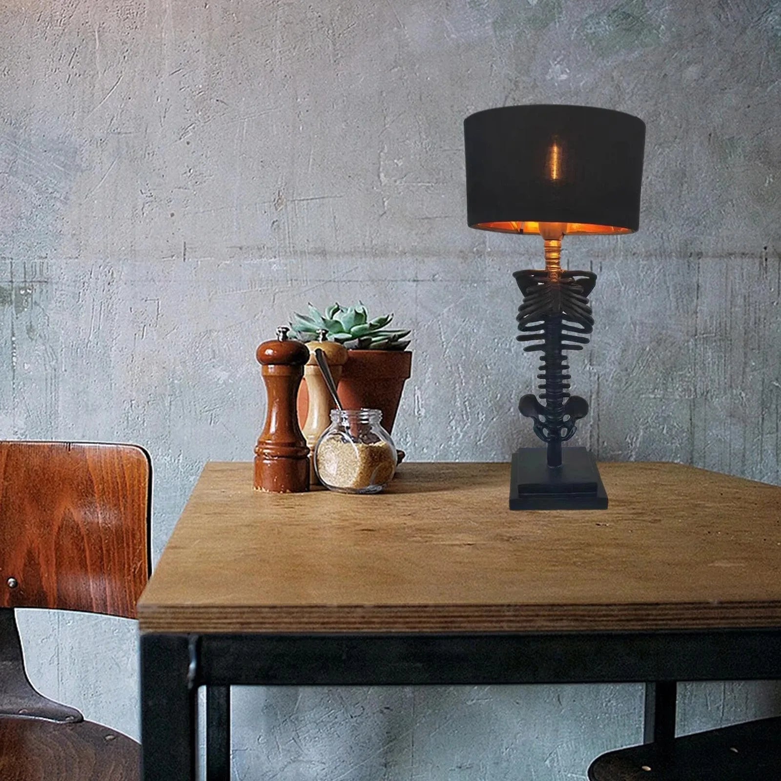 BowLift | Gothic Skeleton Table Lamp – Handmade and Mysterious Design