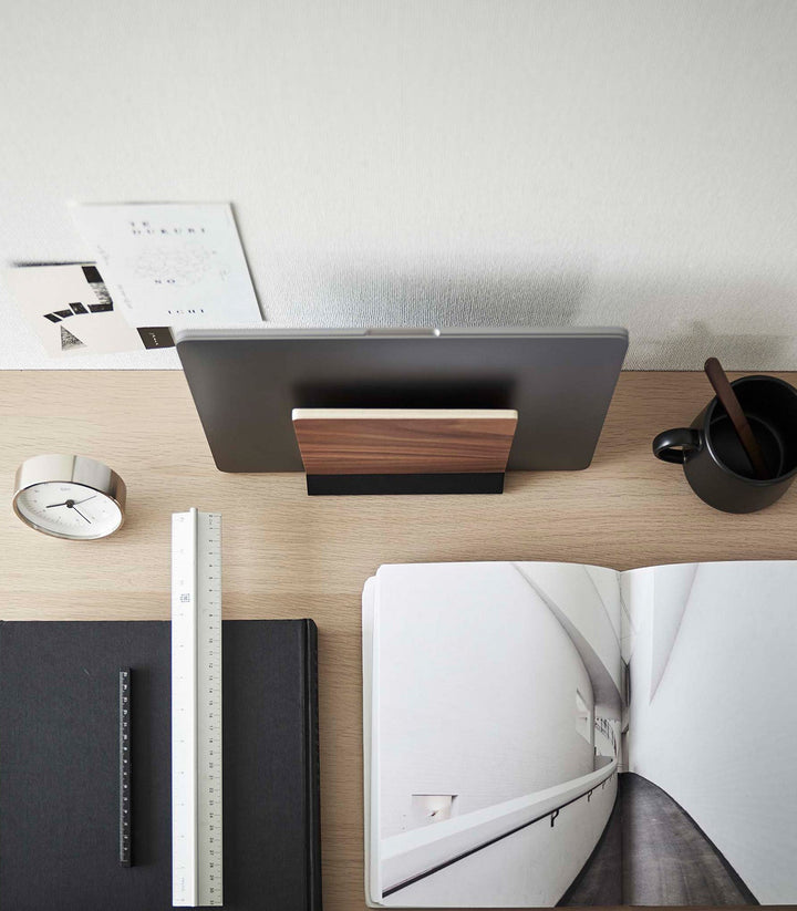 BowLift | Slim Laptop Stand - Steel + Wood