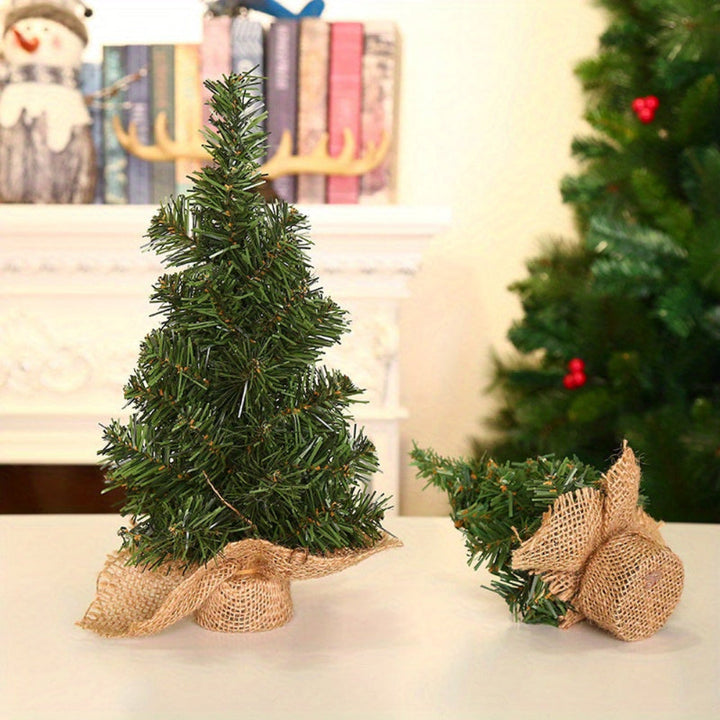 BowLift | Small Christmas Tree Rustic Burlap Base Tabletop Holiday Decor