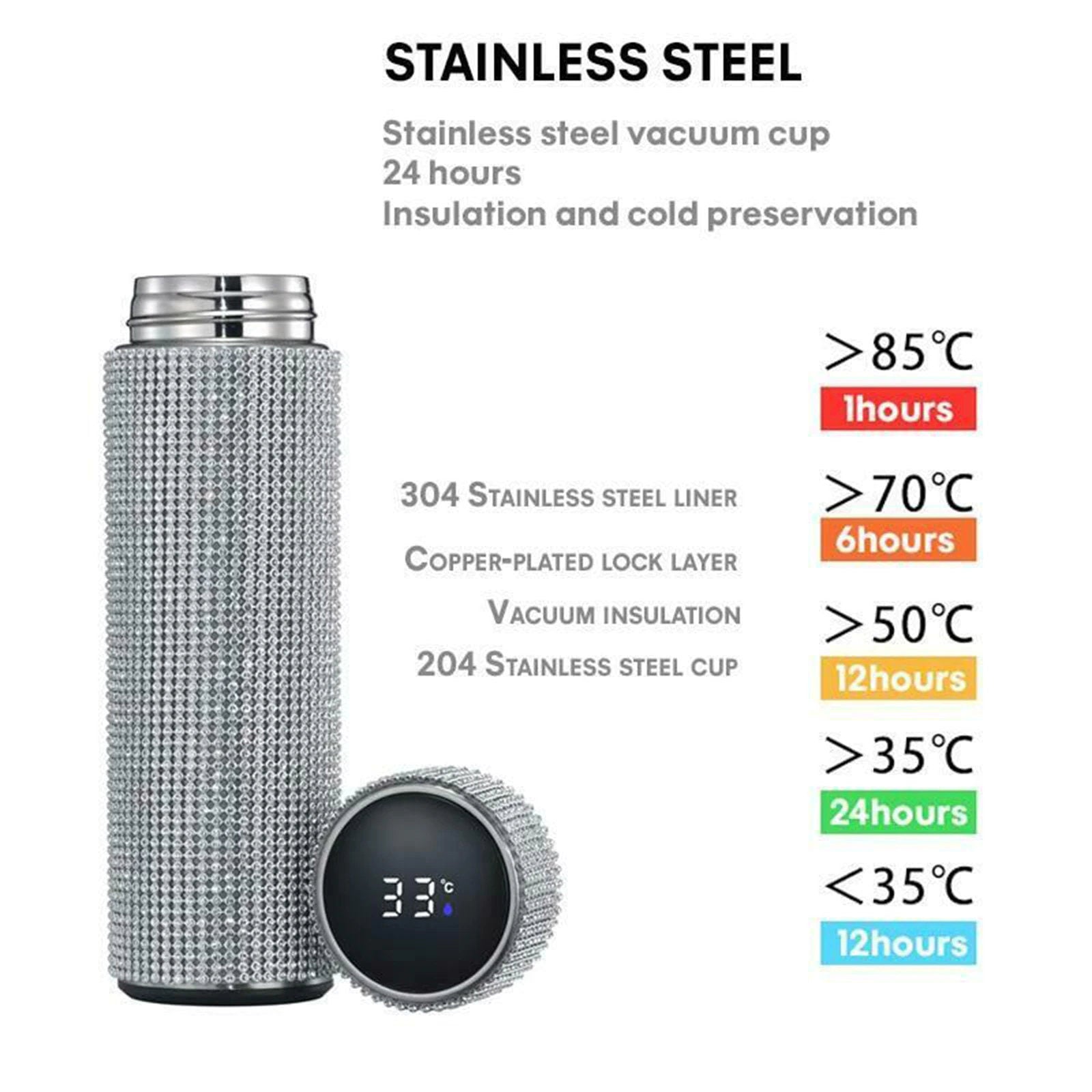 BowLift | Smart Bottle Thermos I Smart Temperature Display Zirconia Vacuum Bottle 500 ML