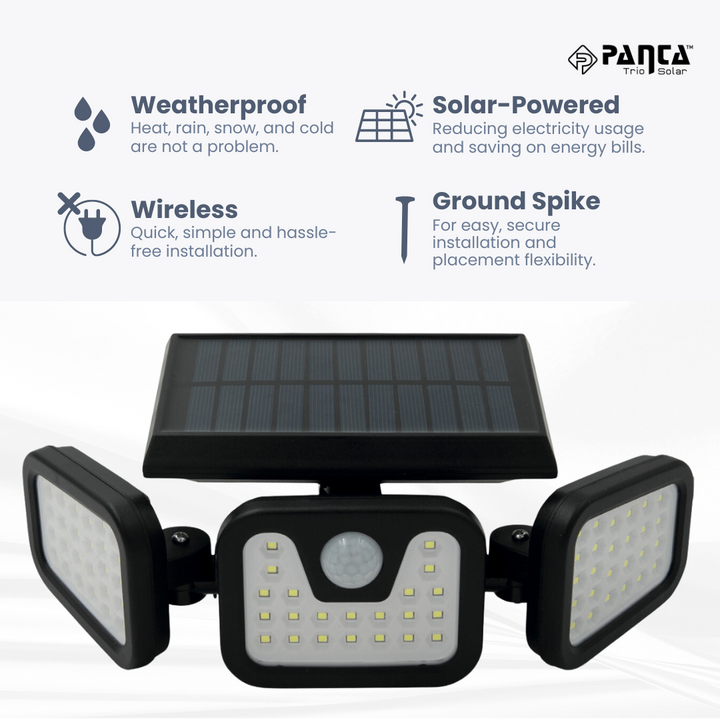 BowLift | Solar-Powered Outdoor Lights – Panta Trio with Motion Sensor for Garden & Security Lighting