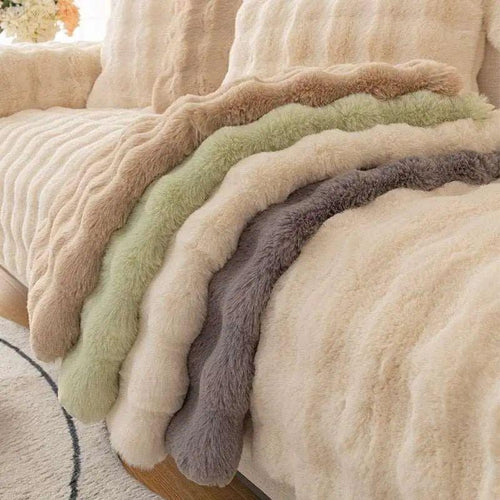 Sofia - Universal Plush Sofa Cover L Shape - Winter Warm Soft | Bowlift