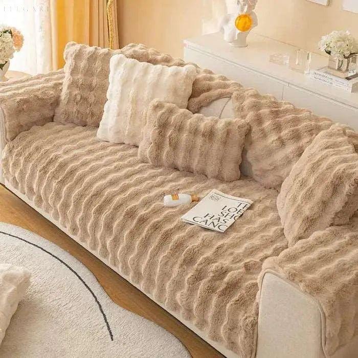 Sofia - Universal Plush Sofa Cover L Shape - Winter Warm Soft | Bowlift
