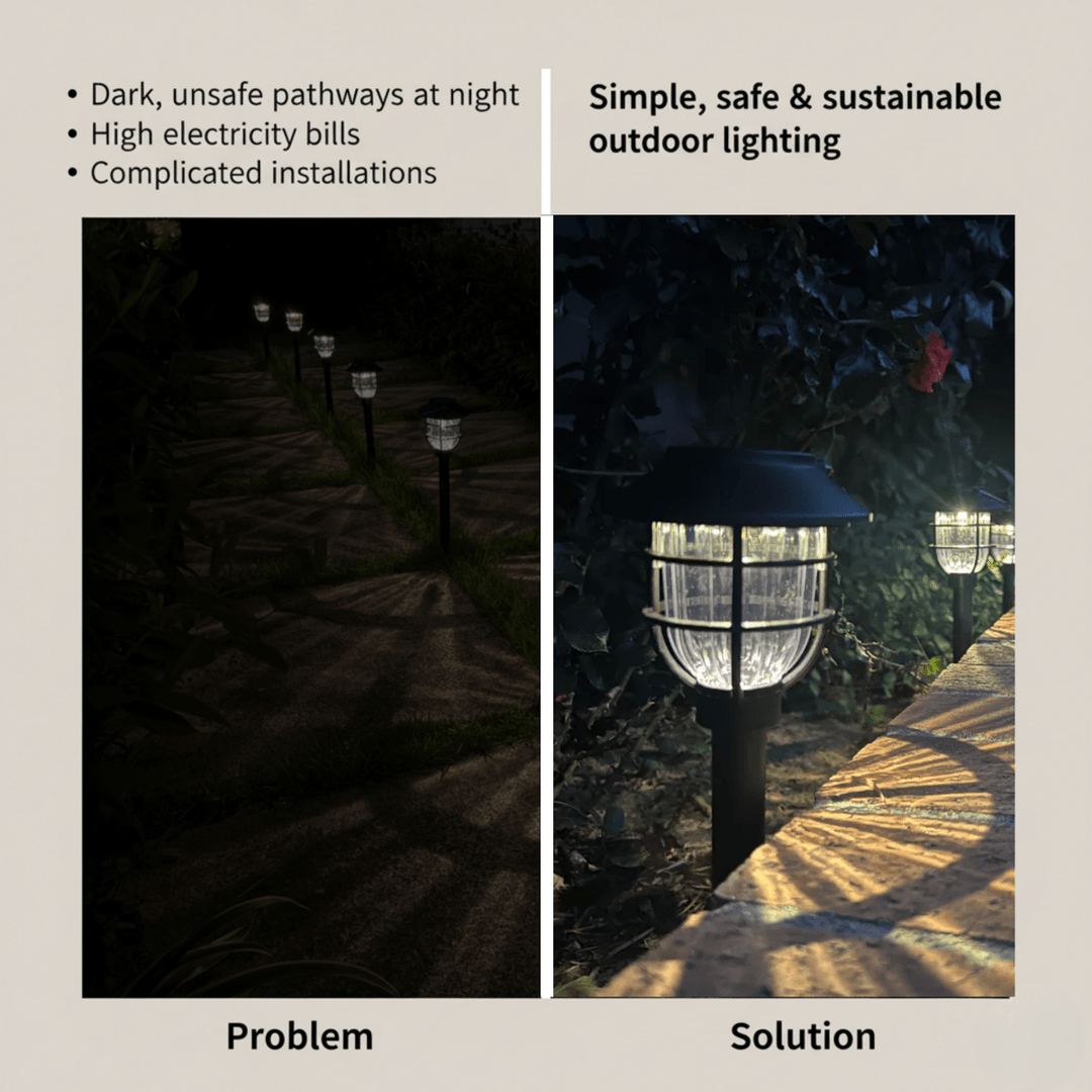 BowLift | Solar-powered LED Garden Path Lights for Safe & Decorative Outdoor Lighting (Set of 2)