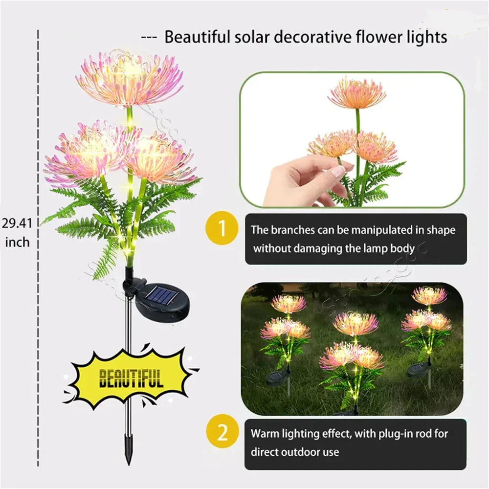 Solar Illuminating Flowers for Outdoors – 2 Packs of LED Garden Lighting | Bowlift