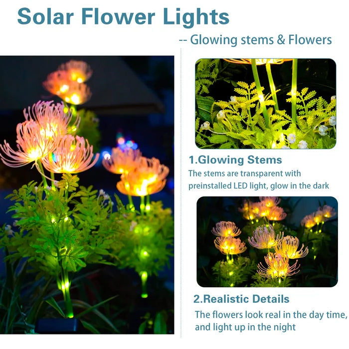 Solar Illuminating Flowers for Outdoors – 2 Packs of LED Garden Lighting | Bowlift