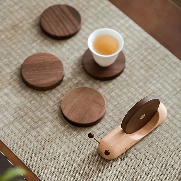 BowLift | Walnut Coasters | Scandinavian Design, Durable & Eco-Friendly for Table Protection