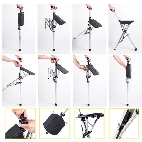 SitWalk Folding Walking Stick – Walking Stick with Sitting Function and Ergonomic Grip | Bowlift