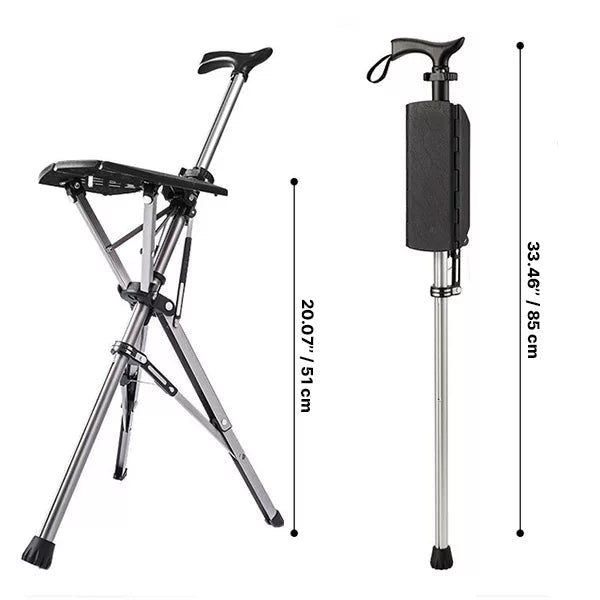 SitWalk Folding Walking Stick – Walking Stick with Sitting Function and Ergonomic Grip | Bowlift