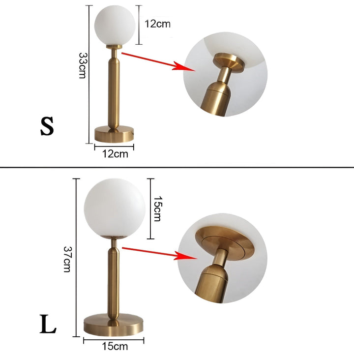 BowLift | SphereShine Luxe Table Lamp of Glass & Brass – Elegance and LED