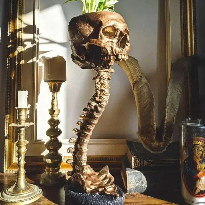 BowLift | BoneBloom | Planter with Skull and Spine