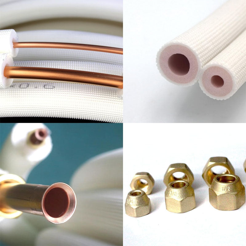 BowLift | 7Ｍ Mini Split Line Set 1/4" & 1/2" O.D Copper Pipes Tubing and Triple-Layer Insulation for Air Conditioning or Heating Pump Equipment & HVAC