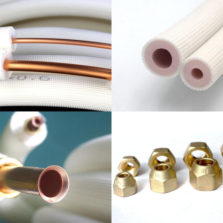 BowLift | 7Ｍ Mini Split Line Set 1/4" & 1/2" O.D Copper Pipes Tubing and Triple-Layer Insulation for Air Conditioning or Heating Pump Equipment & HVAC