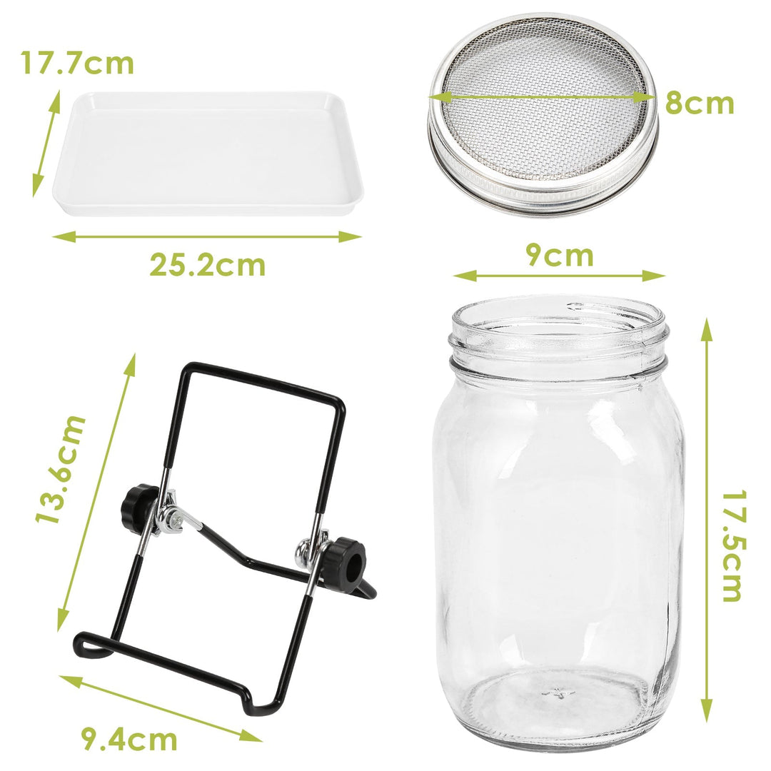 Sprouting glass germination glass 2pcs with lid & sieve 950ML | Bowlift