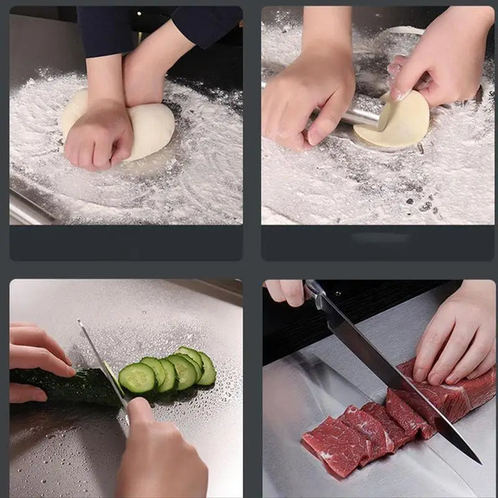 BowLift | SliceGrip – Stainless Steel Cutting Board with Non-Slip and Raised Edge
