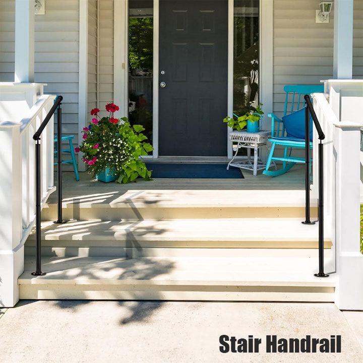 BowLift | Outside Step Metal Handrail Black Railing Kit 2-5 Steps Anti-Slip Stair Handrail
