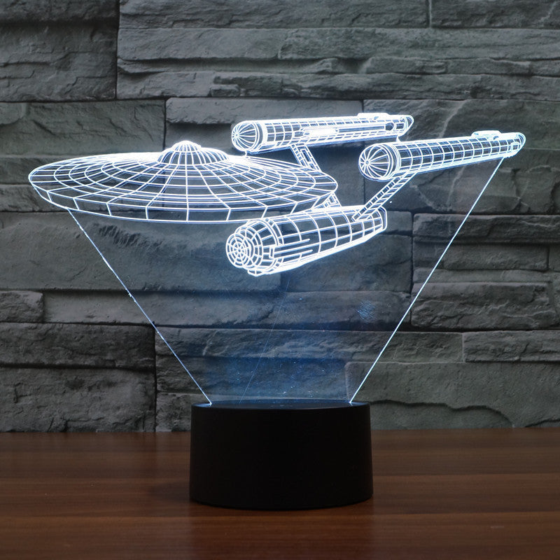 BowLift | 3D Star Trek Illusion lamp | Floating Enterprise | Multicolored LED light | 20 cm high