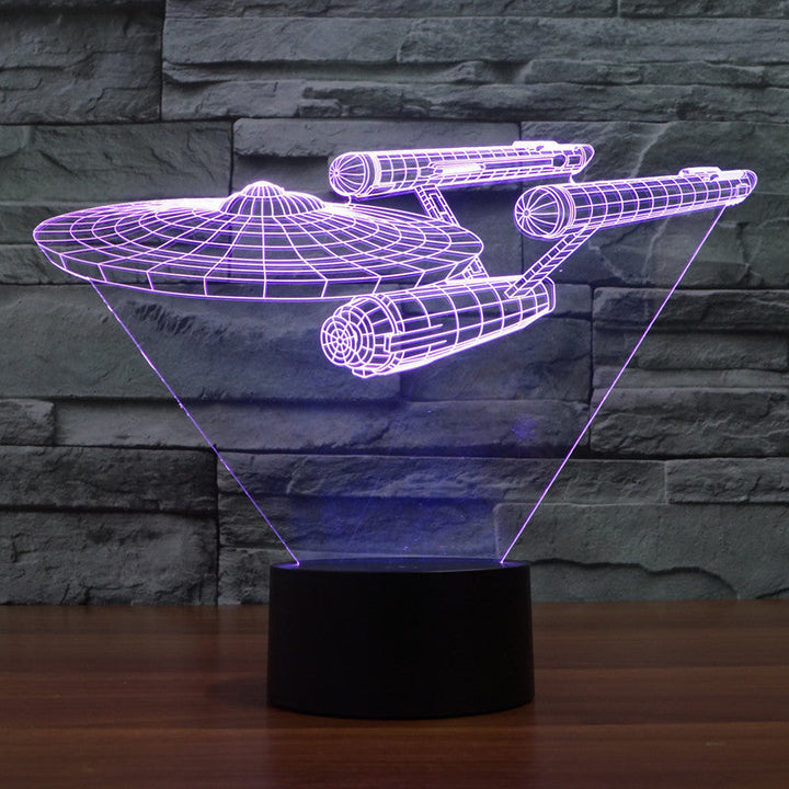 BowLift | 3D Star Trek Illusion lamp | Floating Enterprise | Multicolored LED light | 20 cm high
