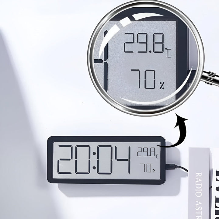 BowLift | Digital LED Wall Clock – Large Display with Temperature and Humidity