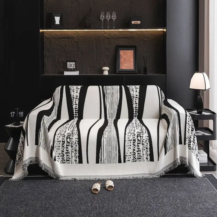 BowLift | Stone Bohemian Fringe Sofa Cover