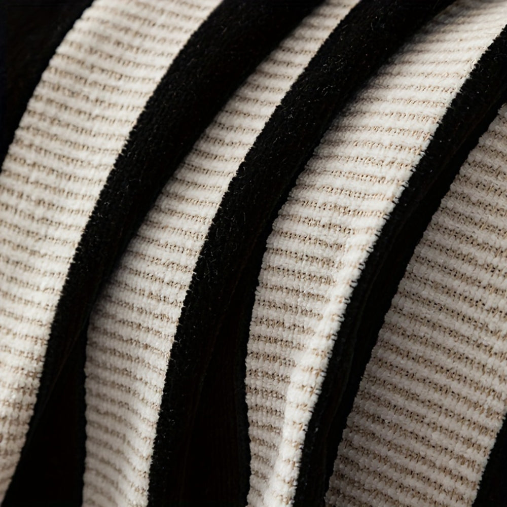 BowLift | Striped Chenille Black White Sofa Cover