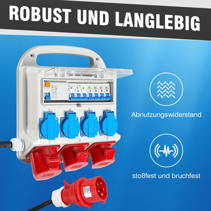 Power distributor RCD 2 x CEE 400V/16A + 4 x 230V Schuko 5 pole | Bowlift
