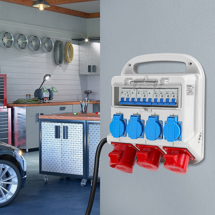 Wall distributor 2 x CEE 16A 400V + 1 x CEE 32A 400V + 4 x 230V 5 Pole | Bowlift