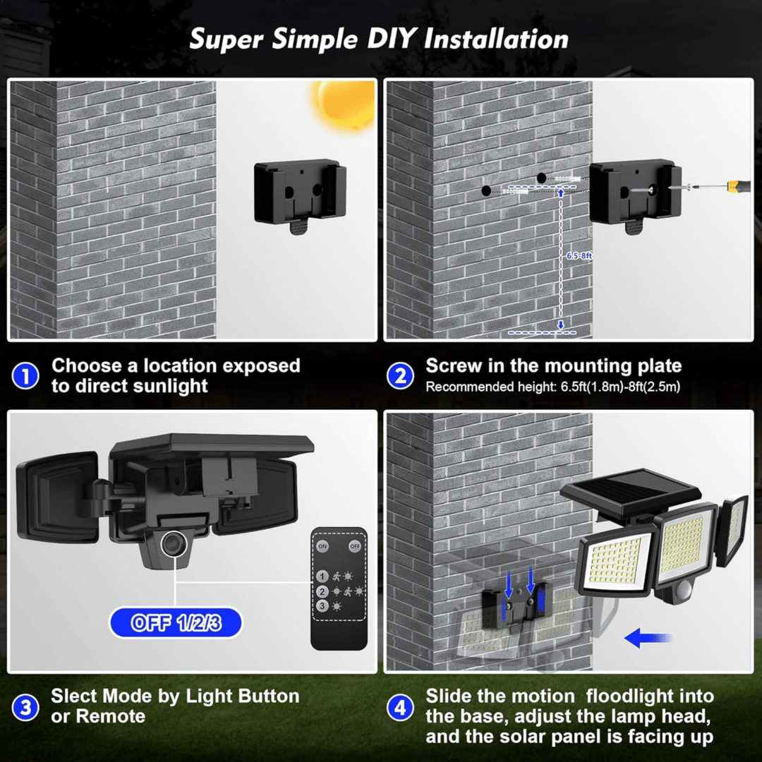 BowLift | Solar-powered LED security light with motion sensor & remote control