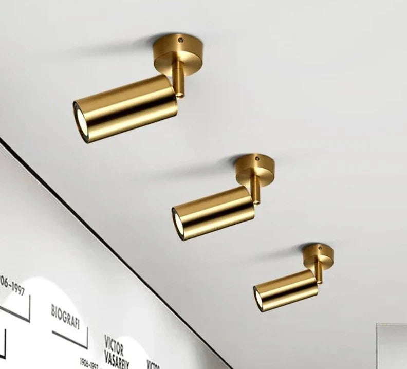 Modern swiveling LED ceiling light in gold – Adjustable lighting for living and working areas | Bowlift