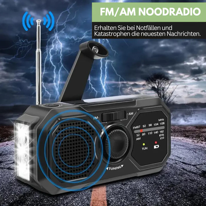 BowLift | Portable emergency radio with solar panel and hand crank – FM/AM reception and power bank function