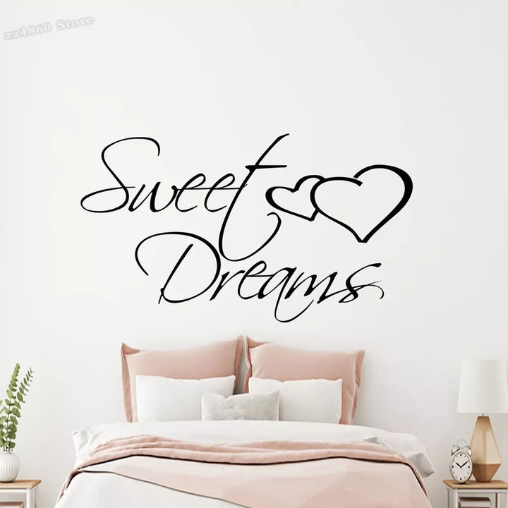 Sweet Dreams Love Quotes Wall Sticker For Bedroom Removable Peel and Stick Vinyl Wall Decal For Creative DIY Home Decor | Bowlift