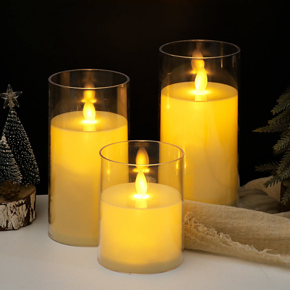 BowLift | LED Candle Holders with Remote Control, Warm Flickering Flameless Light – Set of 3 Pieces, Adjustable Brightness and Timer
