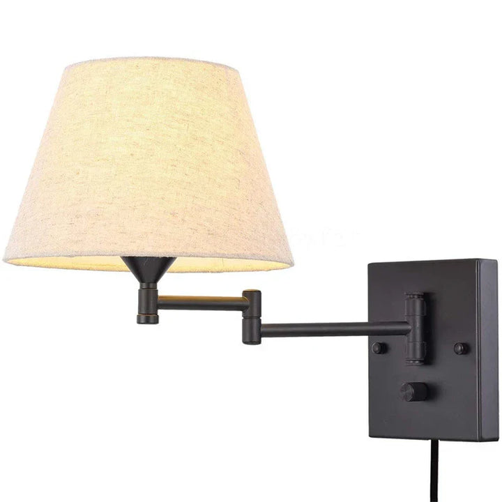 Swiveling wall lamp with fabric shade - Adjustable LED wall lamp for bedroom & living room | Bowlift