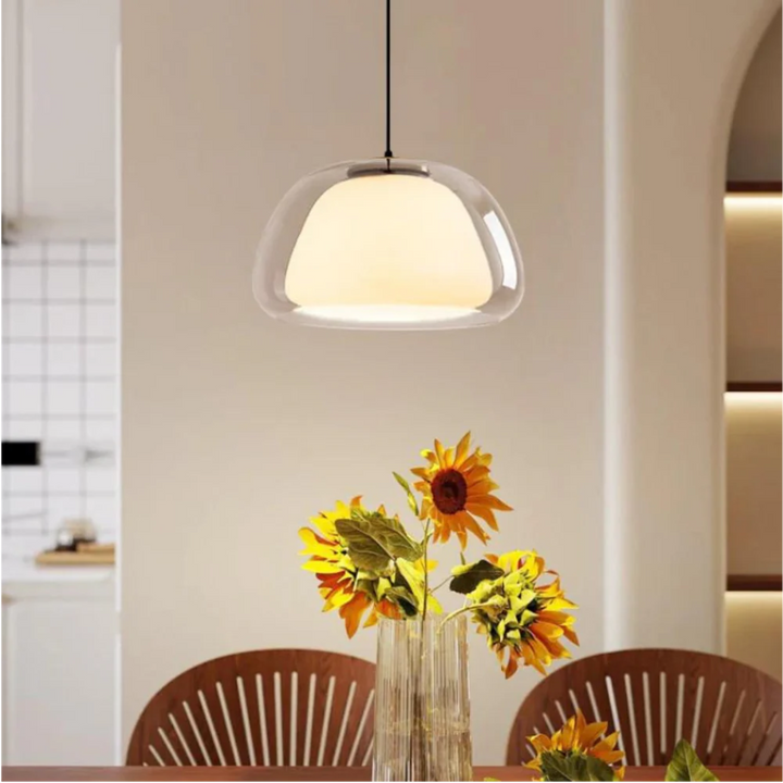 BowLift | Nombr Jelly Glass Pendant Lamp – Modern Lamp for Kitchen and Dining Table, Adjustable Height, Soft LED Light