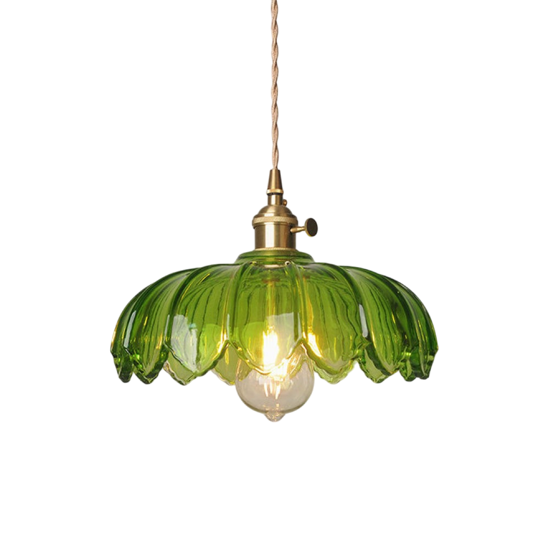 BowLift | Glass Hanging Lamp with Flowers for Dining Room and Bar, Adjustable Height, Warm LED Light, Modern Accent