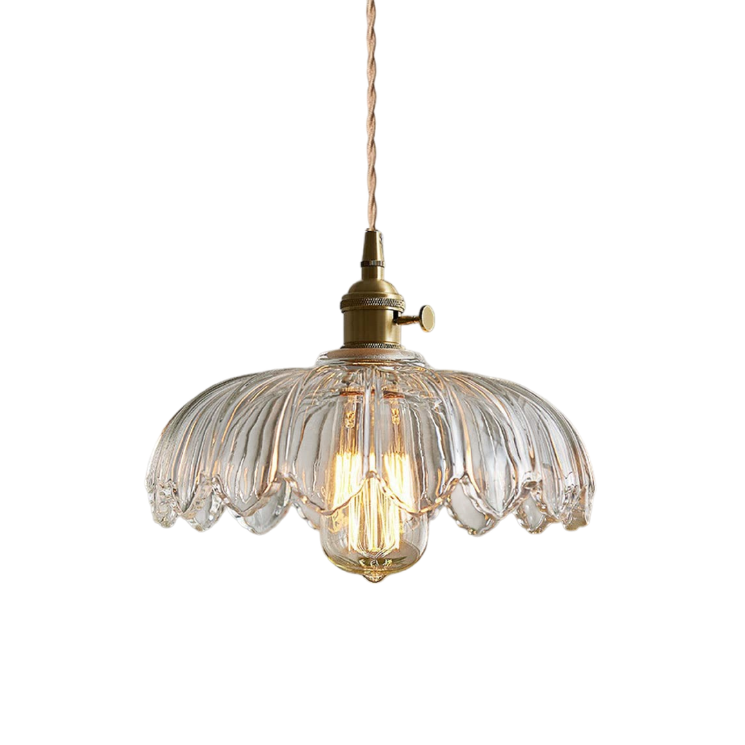 BowLift | Glass Hanging Lamp with Flowers for Dining Room and Bar, Adjustable Height, Warm LED Light, Modern Accent
