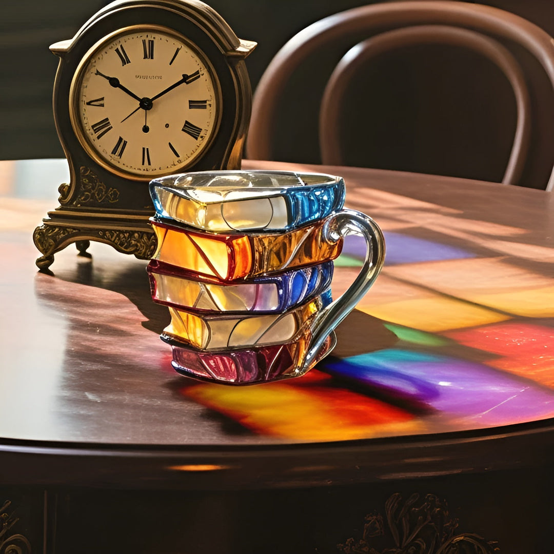 Glass Coffee Cup 350 ml – Handcrafted with 3D Book Pattern | High-Quality Glass for Coffee, Tea, and Stylish TaBowlifte Decor | Bowlift