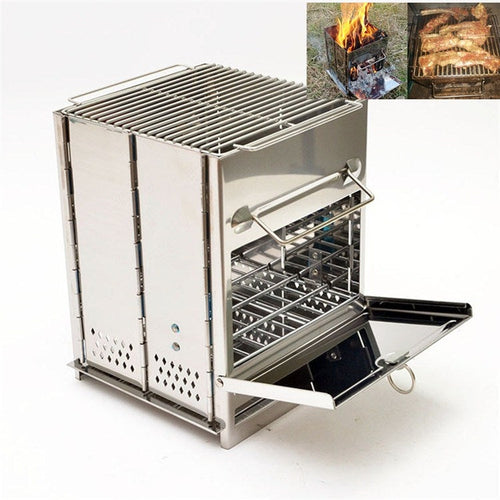 BowLift | Portable Stainless Steel Folding Grill Charcoal Grill Grill Outdoor Camping Wood Stove