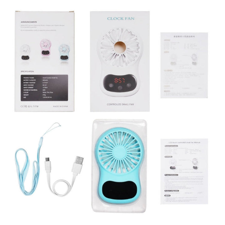 Multifunctional Clock Small Fan Creative Desktop Mini USB Fan(White) | Bowlift