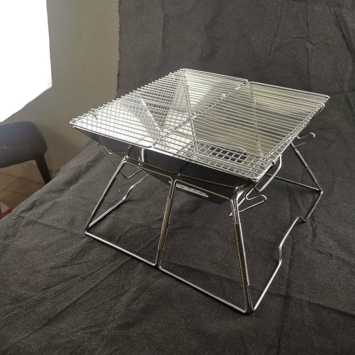 BowLift | Portable Grill Camping Stainless Steel Folding Grill Wood Charcoal Grill