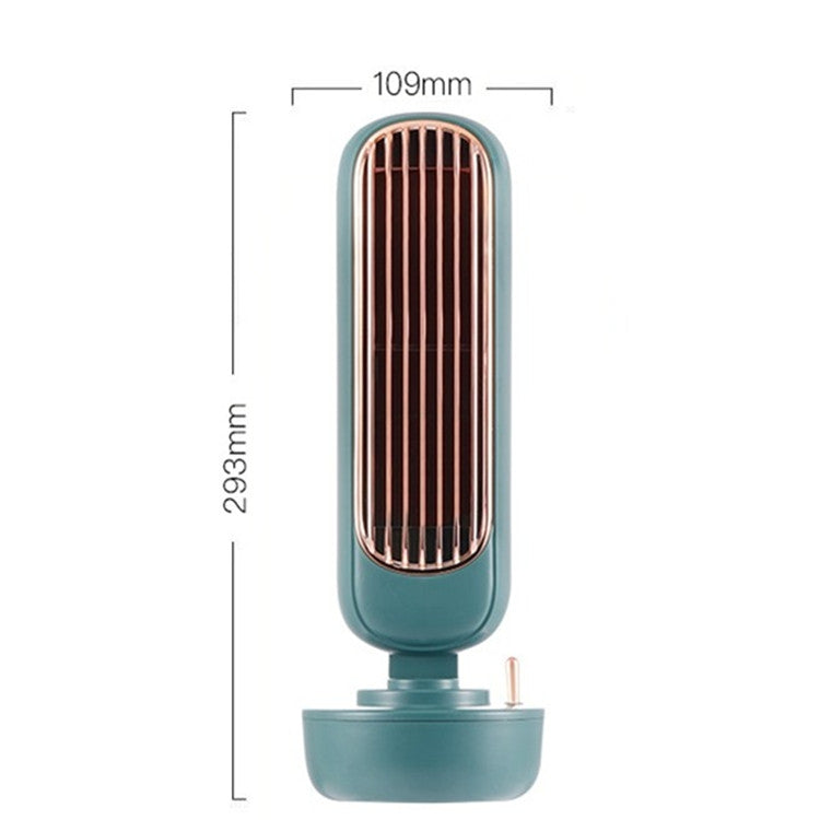 Retro Humidification Tower Fan USB Leafless Fan Water Cooling Spray Humidification Desktop Fan Cooler(White) | Bowlift