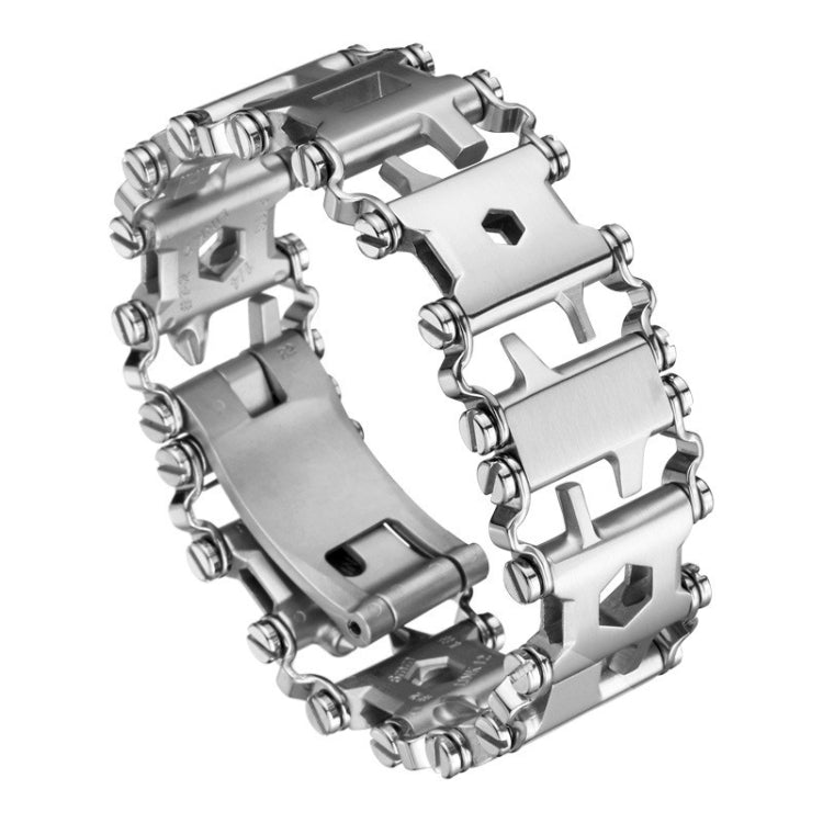 BowLift | Multifunctional Stainless Steel Outdoor Survival Tool Bracelet for Men (316L Width Silver)