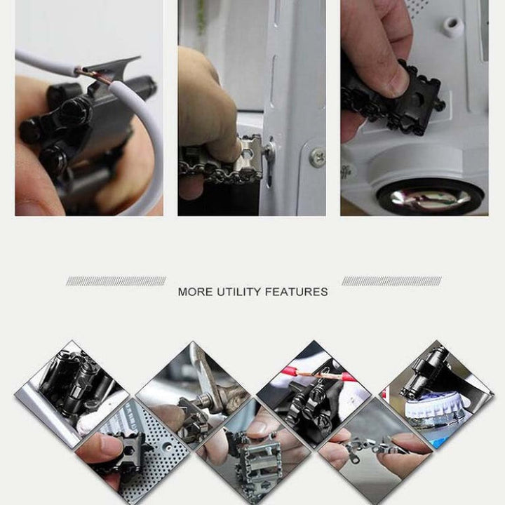 BowLift | Multifunctional Stainless Steel Outdoor Survival Tool Bracelet for Men (316L Width Silver)