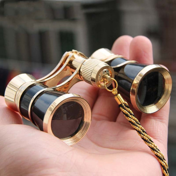 BowLift | 3x25mm Classic Women's Drama Observation Telescope Portable Binoculars With Chain (Black)