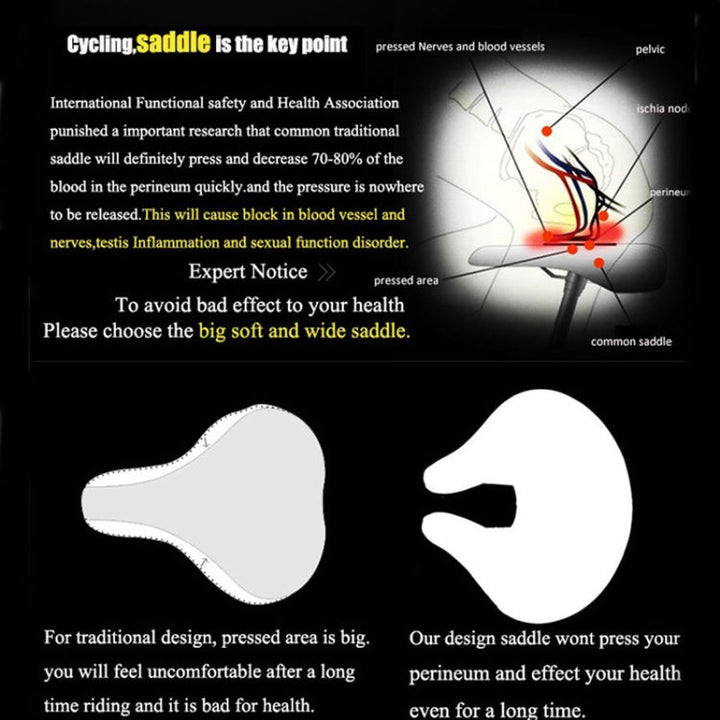 BowLift | Nose-less Bicycle Saddle Mountain Bike Thick Soft Padding (Red)
