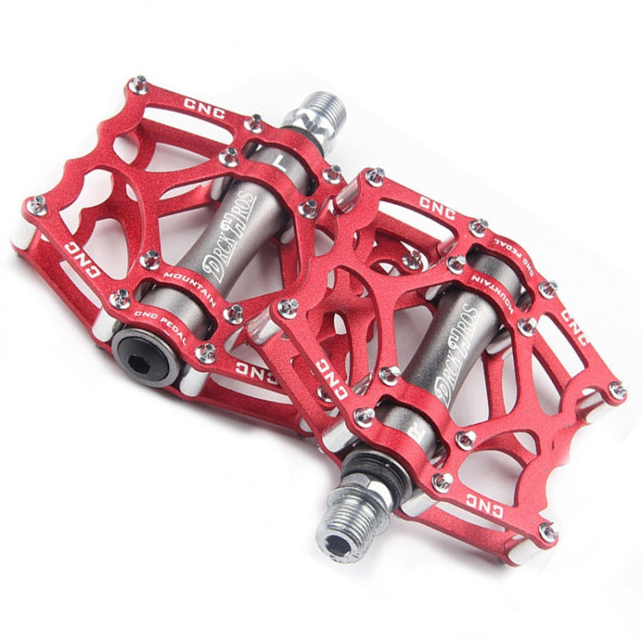BowLift | Bicycle Pedal Mountain Bike Aluminum Alloy Palin Pedal Non-Slip Bearing Pedal (901-2 Red)