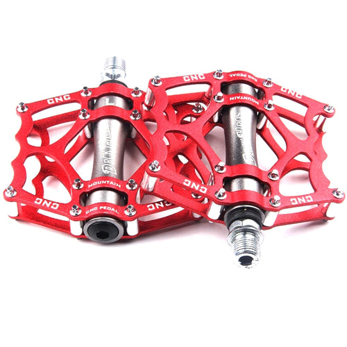 BowLift | Bicycle Pedal Mountain Bike Aluminum Alloy Palin Pedal Non-Slip Bearing Pedal (901-2 Red)