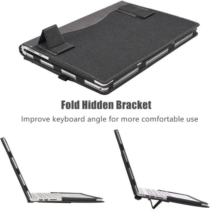 BowLift | For Samsung Galaxy Book Pro 360 15.6 Inch Leather Laptop Anti-Fall Case with Stand (Wine Red)