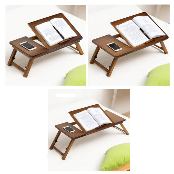 BowLift | 741ZDDNZ Bed Usage Folding Height Adjustable Laptop Table Dorm Study Table, Specification: Classic Tea Color 64cm Thickness Bamboo